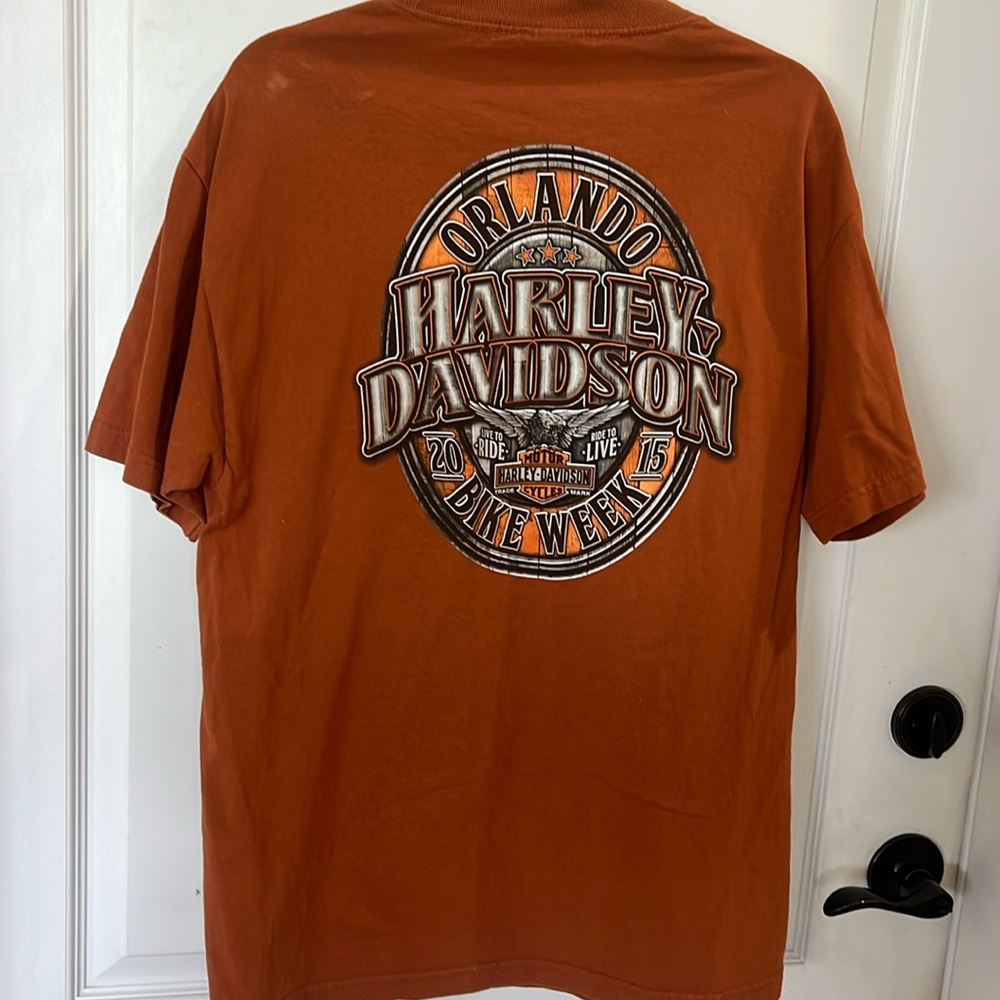 Harley Davidson cotton pumpkin colored Orlando bike week T-shirt size large